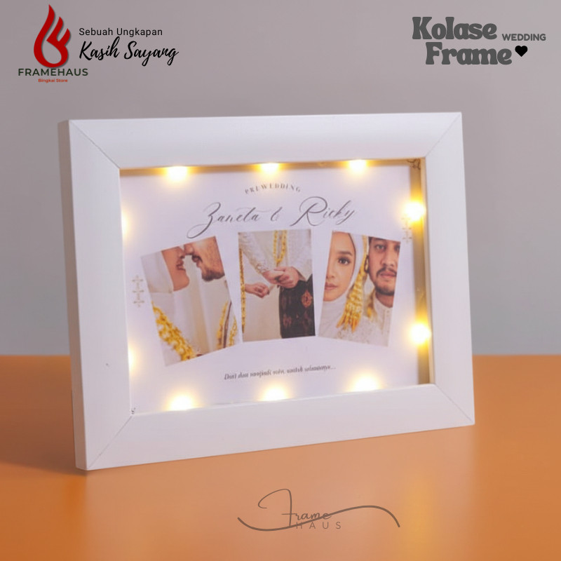 Frame Haus - Cetak Foto Aesthetic Bingkai Lampu Kado Wedding Anniversary Pigura Ultah Custom Gift