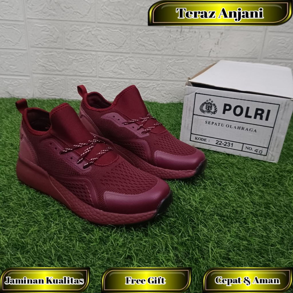 Sepatu Olahraga Jatah POLRI Full Merah / Sepatu Olahraga Jatah Polri