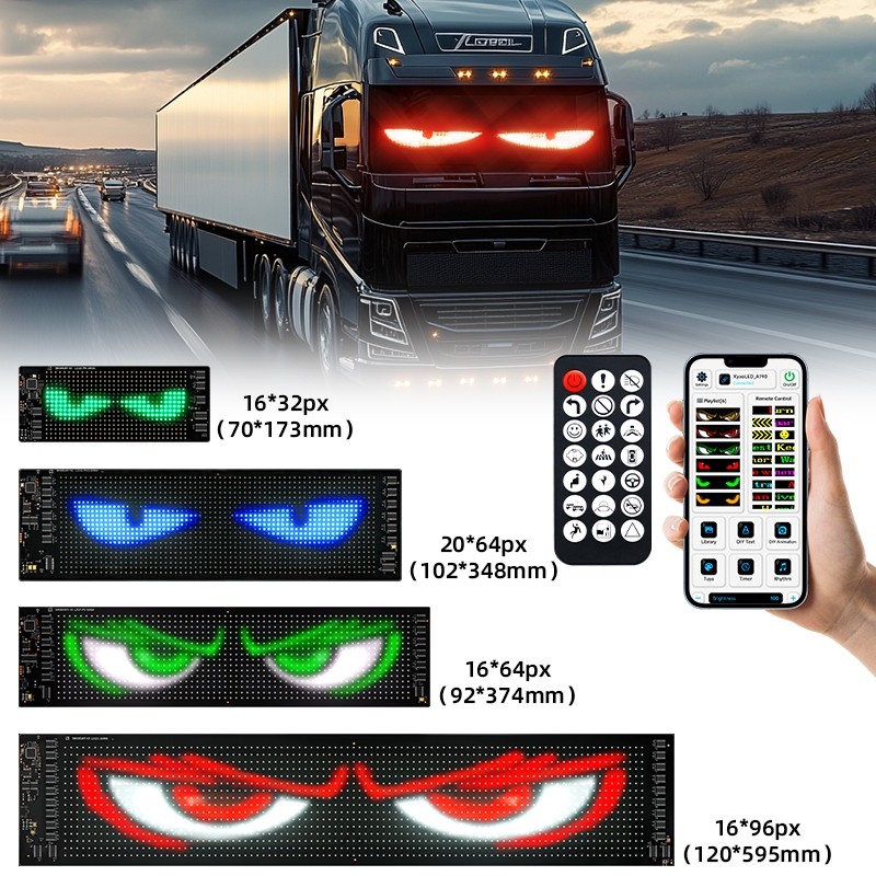 Autoshop LED Flexible Portable Screen Matrix Running Text Animasi Mata Panel Fleksibel Ultra tipis P