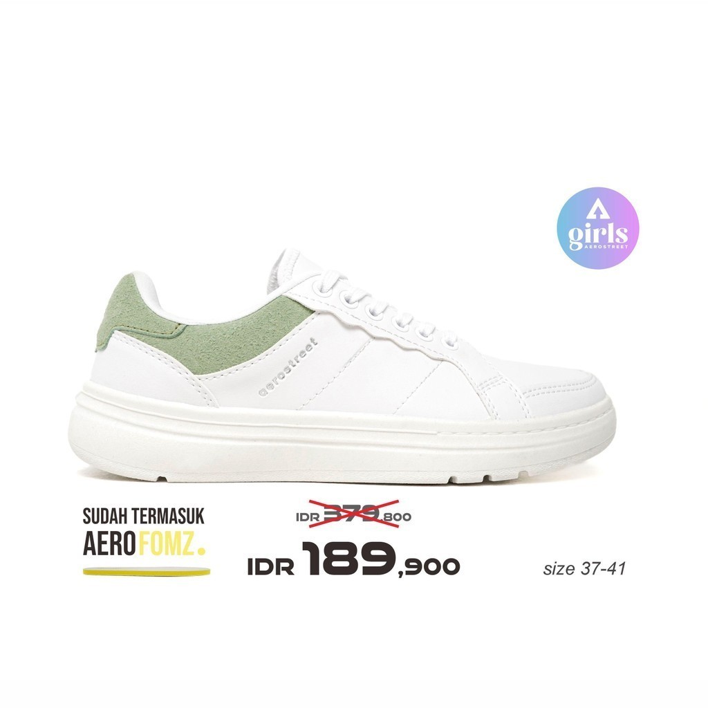 Aerostreet 37-41 Naura Putih Putih Hijau Pastel - Sepatu Sneakers Wanita [GT]