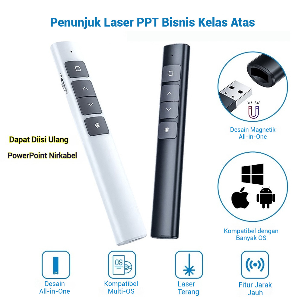 Clicker Presentasi Profesional Dengan USB dan Pengisian Cepat