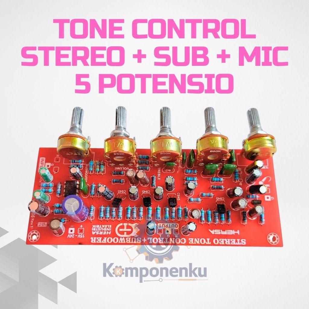 Kit Tone Control Stereo Subwoofer + Mic Non CT 15–24V DC 5 Pot Volume Bass Treble Audio DIY