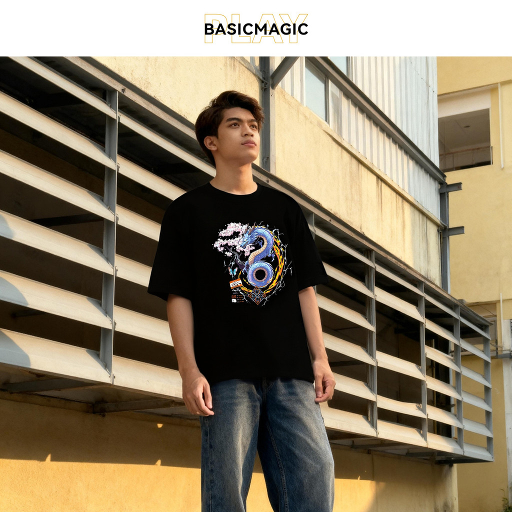 Kaos Hitam dengan Desain Naga   0591
