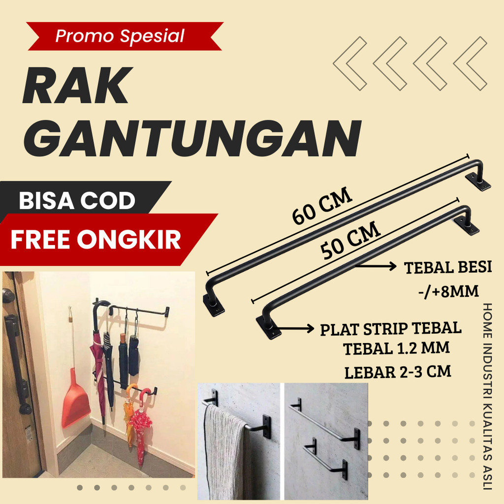 Gantungan Baju Dinding ,Gantungan Baju Besi Tembok, Dinding / Gawang Baju Tembok