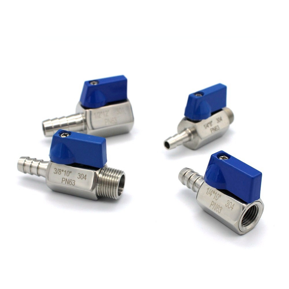 Stainless Steel 304 Mini Pagoda Ball Valve 1210mm 8mm12mm Ball Female  Male BSP Thread