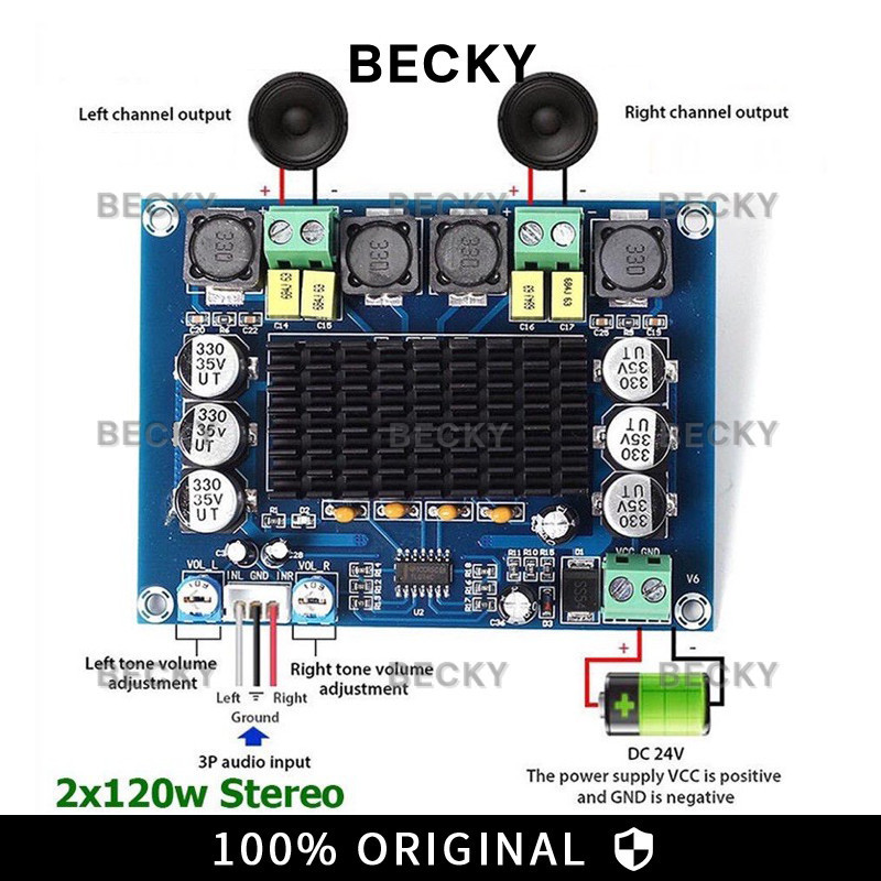 BECKY M543 KIT AMPLI CLASS D TPA3116D2 2 X 120 WATT XH M543/TPA3116D2 120w + 120w XH-M543 HCW-M311 H
