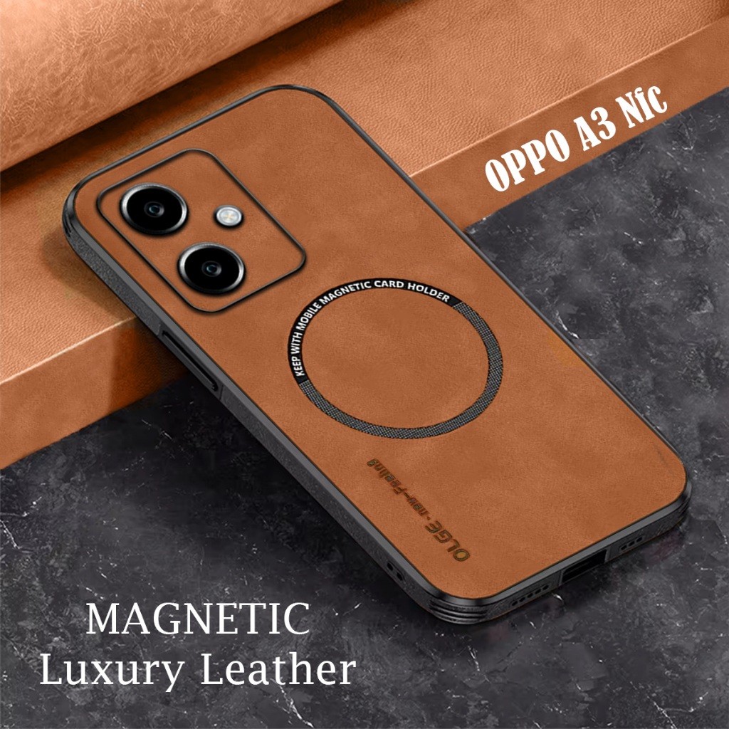 Promo Case Oppo A3 Nfc Support Magsafe Wireless Charging Luxury Bahan Semi Kulit
