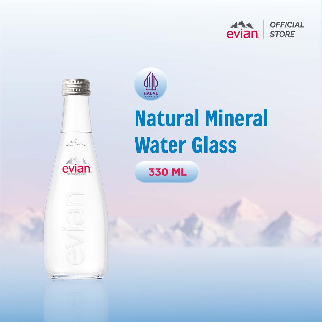 Evian Natural Mineral Water Glass 330ml