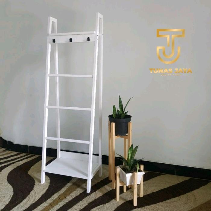 Rak Mukena Ladder Hanger, Rak Tangga Kayu, Gantungan handuk/sajadah/kerudung rak baju stainless stee