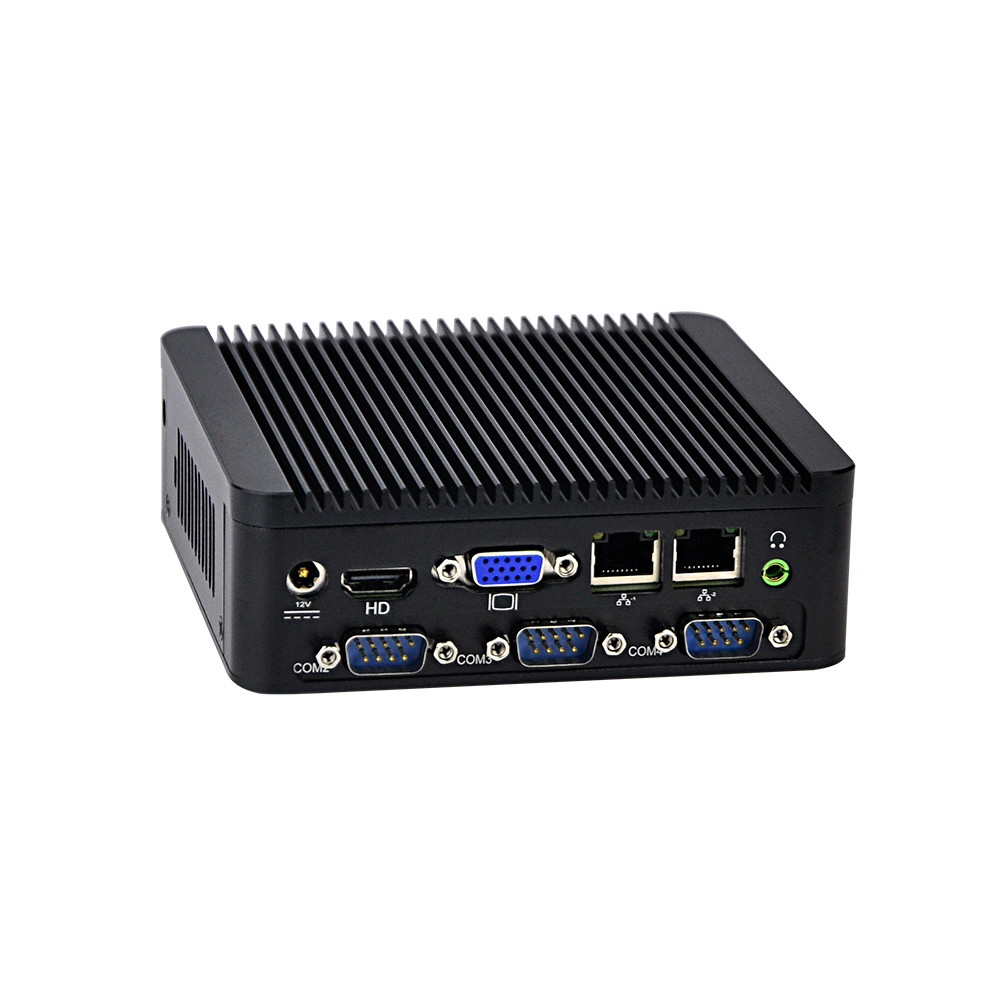 Qotom Mini PC Baytrail  j1900,4 COM Industrial micro pc 2 ethernet x86 Fanless Desktop Industrial Mi
