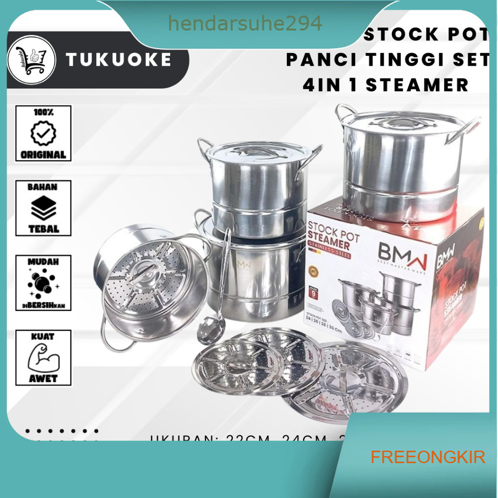 (5KG) STOCK POT PANCI TINGGI SET 4IN 1 STEAMER / STOCK POT HC PANCI SET DANDANG SARINGAN STEMER MURA