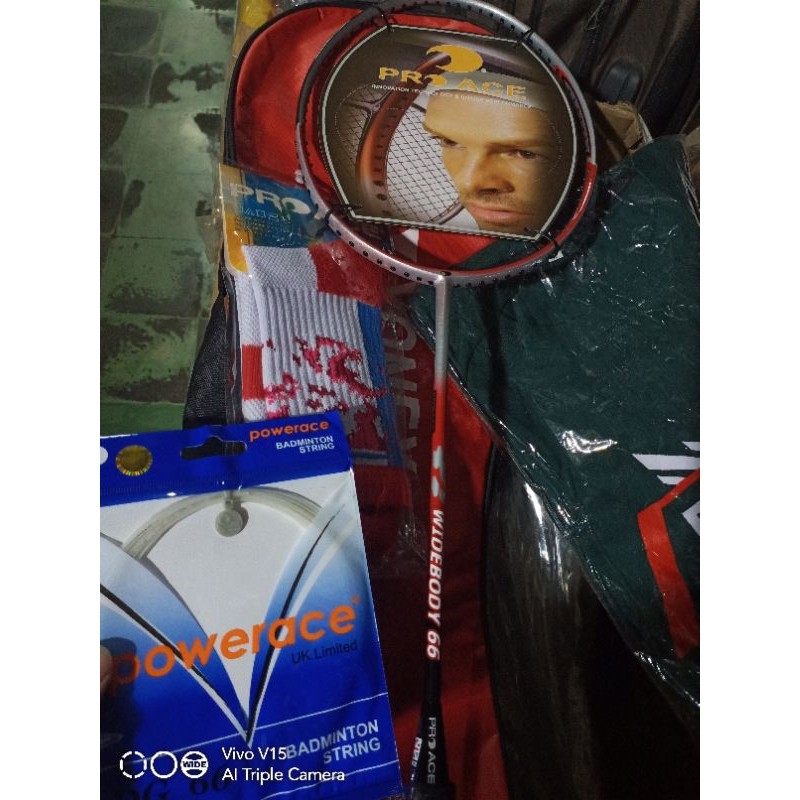 Raket Badminton Pro Ace Wide Body 66 Original Full Set