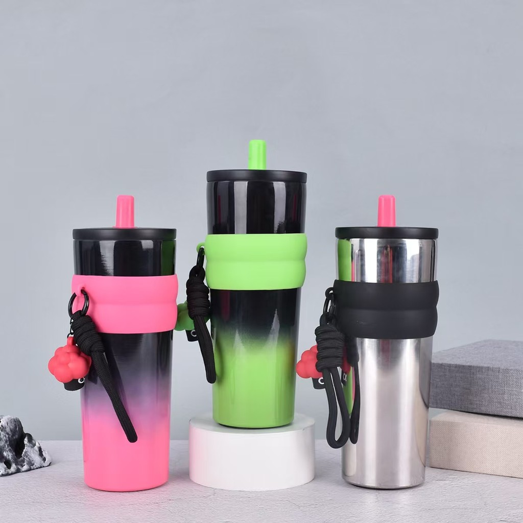 Gelas Termos Stainless Steel 304 Berkelas Tinggi 710ml Gelas Iceberg Aurora Gelas Kopi Sedotan Mobil