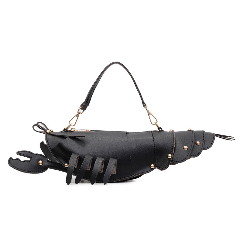 Young Girls Lobster Shape Crossbody Bag Solid Color Pu Leather Handbag Cute Creative Funny Bag Casua