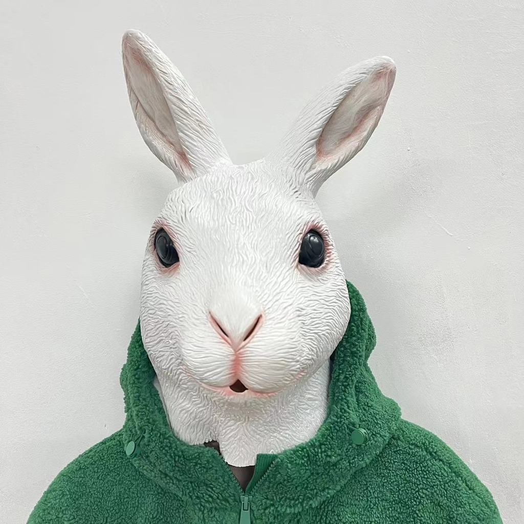 New Halloween Latex Animal Mask Headgear White Rabbit Mask Easter Bunny Mask Latex