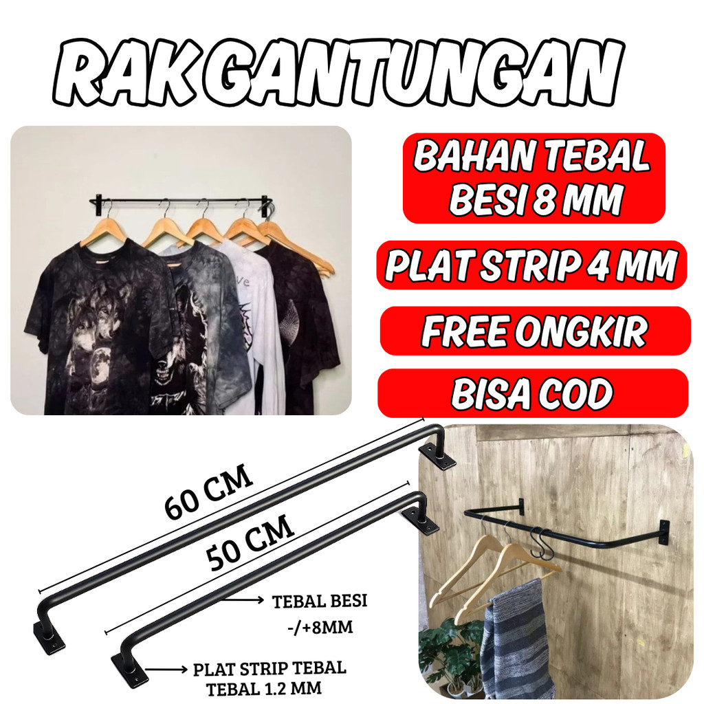 Gantungan Baju Dinding ,Gantungan Baju Besi Tembok, Dinding / Gawang Baju Tembok
