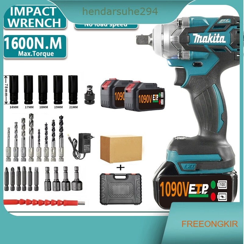 MAKlTA Impact Wrench Brushless 1090V/588V Mesin Bor Impact Baterai Untuk Memudahkan Pemasangan Baut 