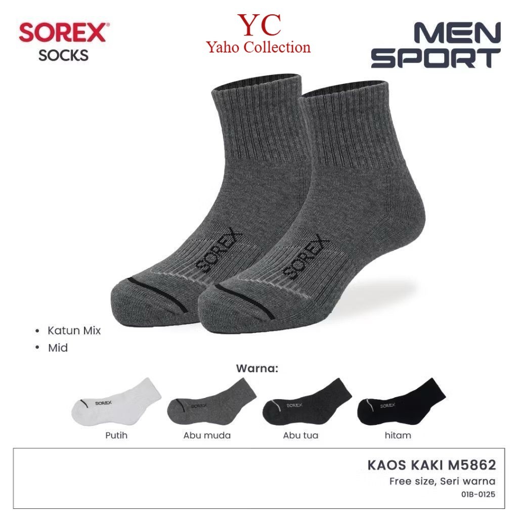 SOREX - Kaos Kaki Sorex Sport Mid Socks - Kaos Kaki Pria Sport kaos kaki Dibawah Betis - Sorex 5862 