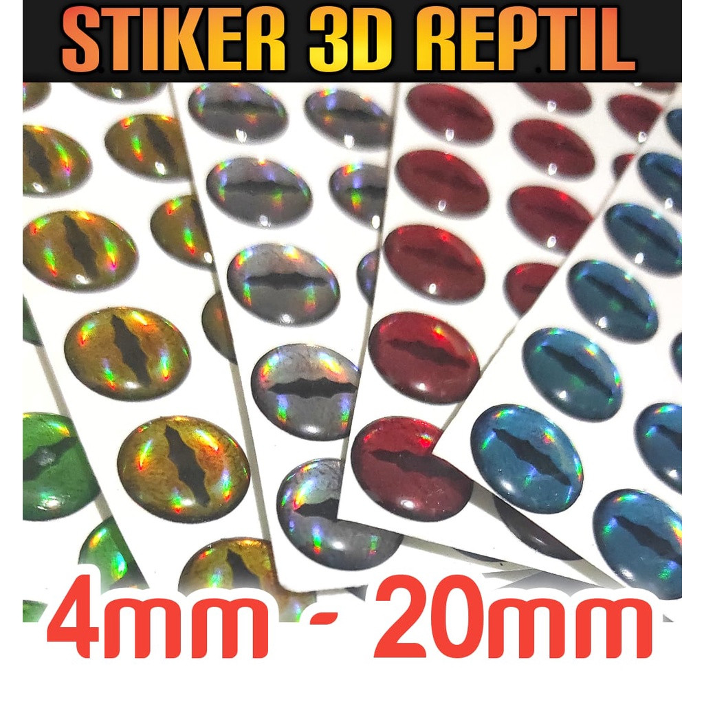Stiker Mata Ikan 3d 4mm - 20mm Motif Reptil Bahan Resin Lunak