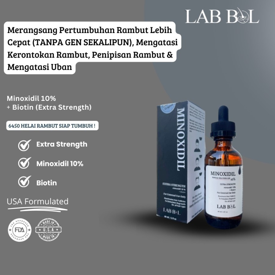 Labbol Penumbuh Rambut Brewok Alis Kebotakan Original Minoxidil 5% Dan 10% Biotin