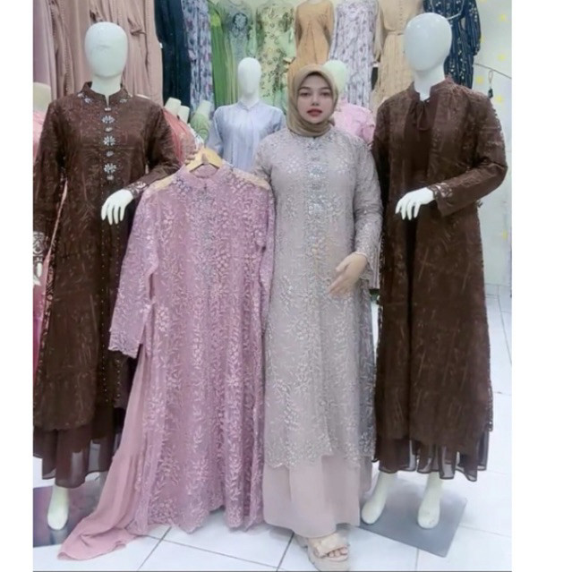 PROMO 12.12 zirafashion97 - Gamis Maudy muslim Full Brukat Two in one