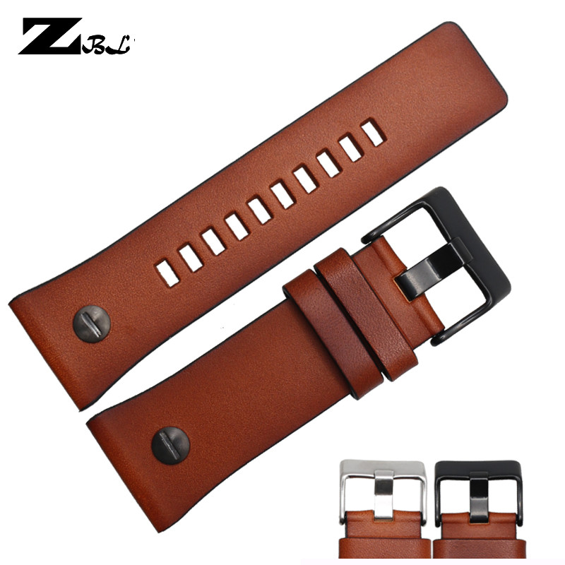 28mm bracelet leather wat strap  color watband for esel wates band with nail DZ7311/7314/7332/7348 w