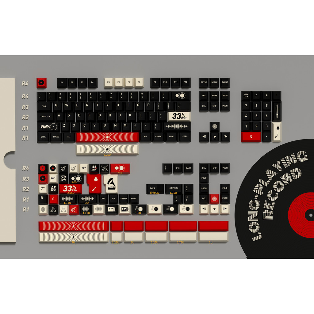 ECHOME Vinyl Record Theme Keycap 174key Set PBT Custom Keyboard Cap Cherry Profile Key Cap for Mecha