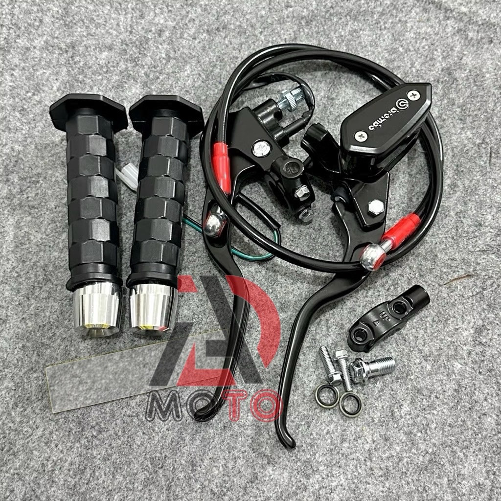 Paket 4in1 master rem selang rem grip octagon kotak kotak jalu stang chrome grip daytona model Maste