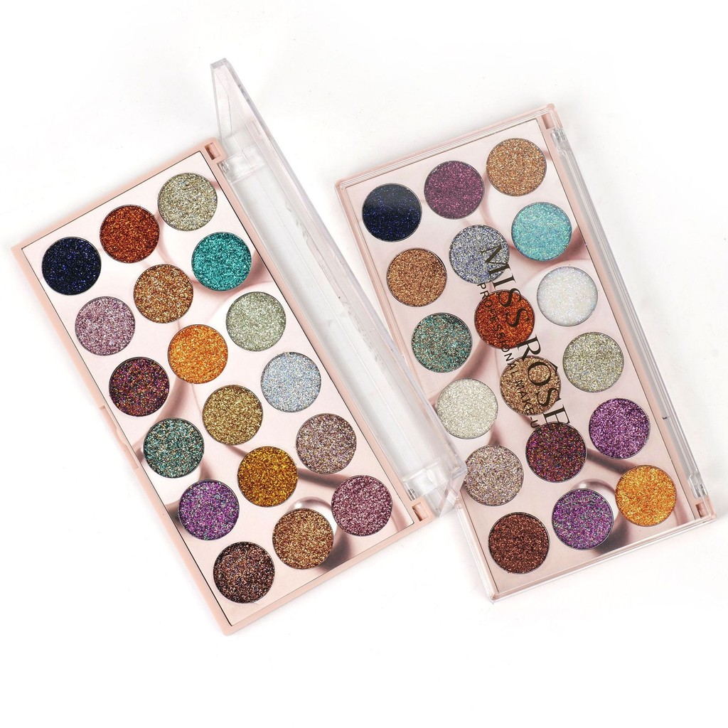 MISS ROSE 18-Color Pearlescent Eyeshadow Palette Waterproof Smudge-Proof European and American Fine 
