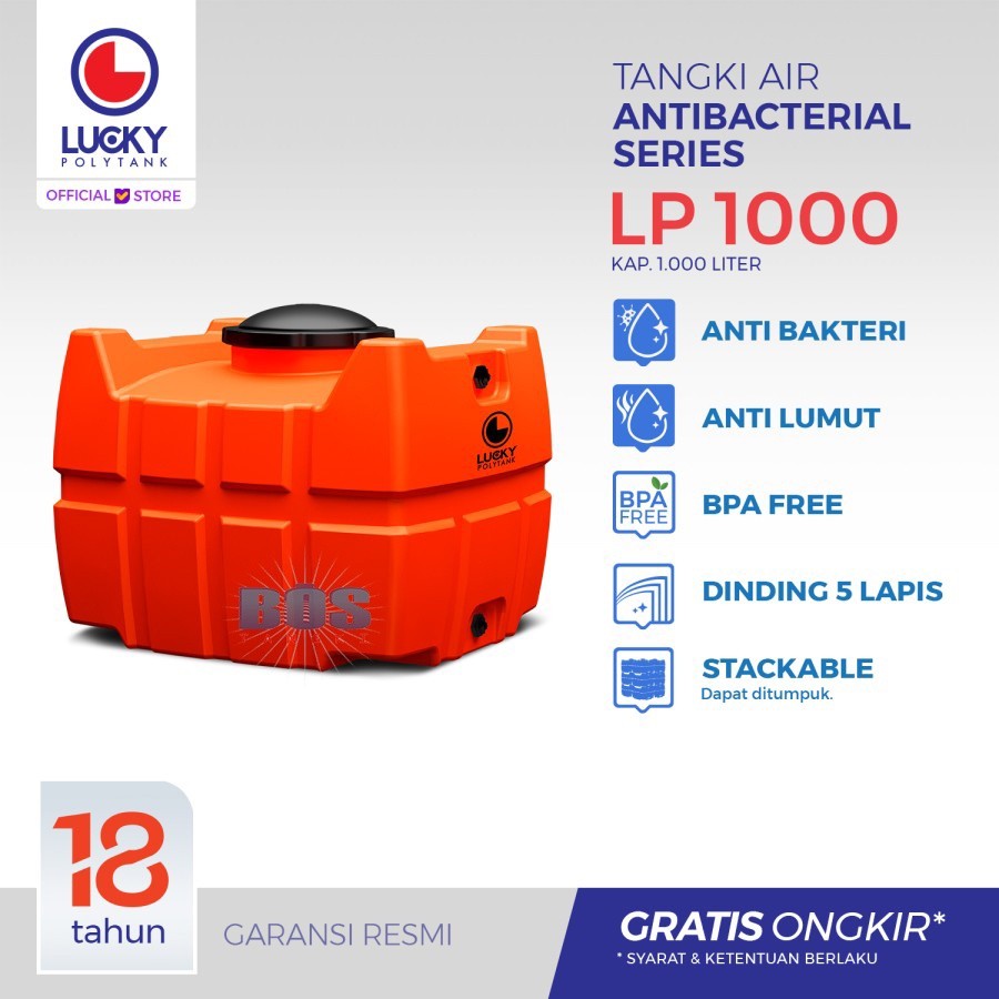 PROMO SALE Tangki / Toren Air Persegi (Petak) Lucky 1000 liter (LP 1000) | Kotak