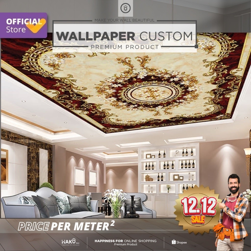 Sticker Plafon Custom Ruang Tamu | Gambar Abstrak 2.2 | Plafon | Wall Sticker | Wall Banner | Wallpa