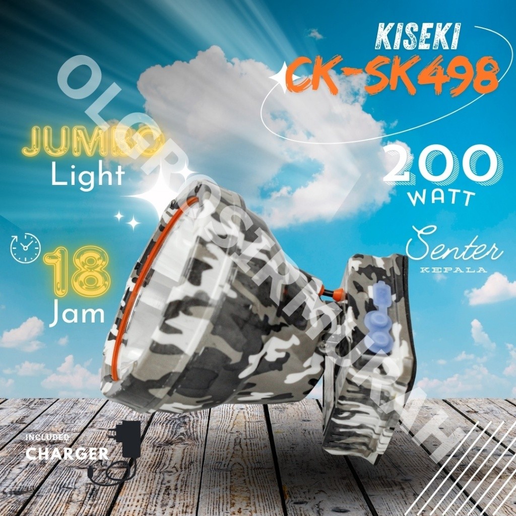 BARU SENTER KEPALA 200 WATT KISEKI CK-SK498 LORENG KING JUMBO LIGHT 8 JAM Durability