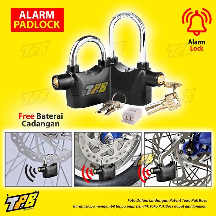 Gembok Alarm Kunci Gerbang Pintu Rumah Rantai Anti Maling Alarm Lock - Besar