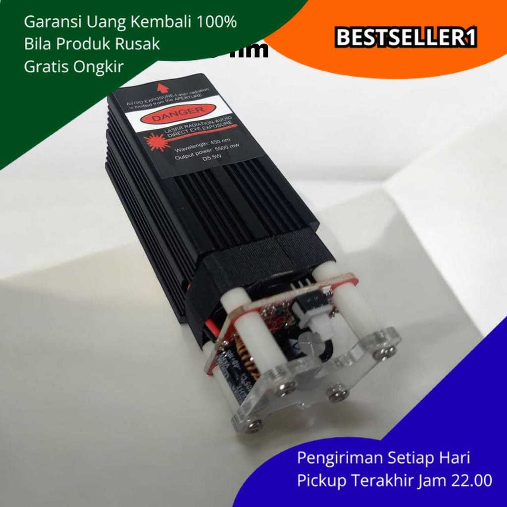 Laser Head 5500mW Blue Light 450nm Untuk Mesin CNC Engraving Cutting Pengganti Modul Ukir Presisi Ko