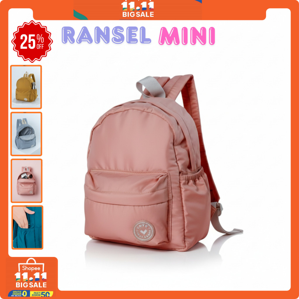 TRISANSHOP Lovo.id - Tas Ransel Mini Colour Pop Backpack Water reppelent - Tas Fahion Korea Stylish 