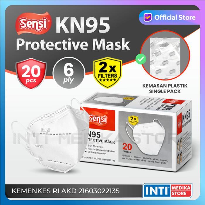 SENSI - Masker Earloop 6 Ply KN95 | Masker Sensi KN95 | Masker Medis - Putih TERLARIS