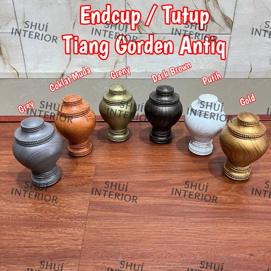 Endcup Rel Urat Kayu Mewah/Tutup Tiang Gorden/Penutup Tiang Gorden