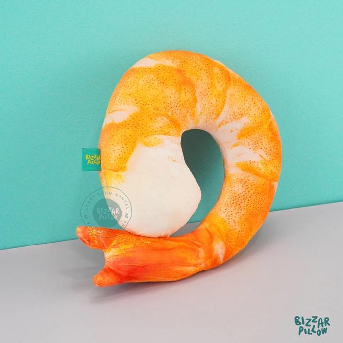 PROMO  Bantal Leher Travelling Motif Udang - Udang rebus