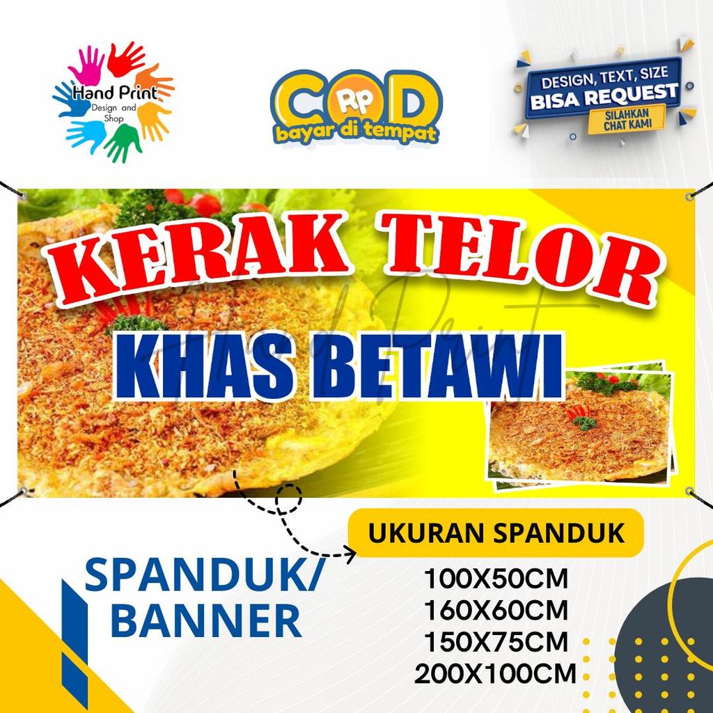 Cetak Spanduk Banner Kerak Telor Khas Betawi Kuning MMT Spanduk Custom 200x100