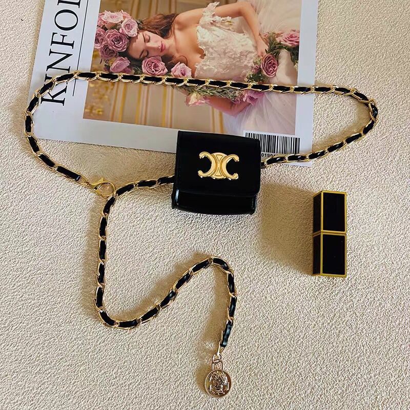 Tas rantai pinggang angin kecil aksesoris rantai wanita tas pinggang kulit mini tas pinggang kulit k