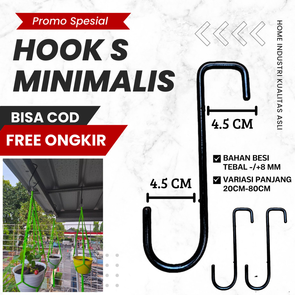 besi S,cantolan besi S/gantungan kandang burung/gantungan pot bunga