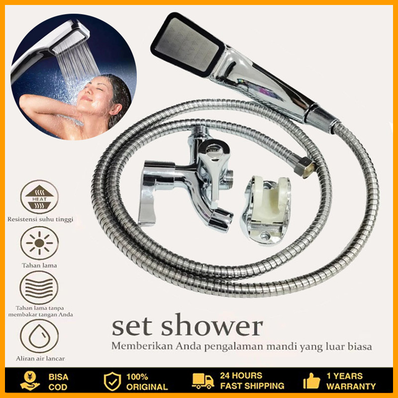 Paket Kran Karat Plus Hand Shower Besi Tahan 300 lubang komplit / shower kamar mandi satu set 4 IN 1