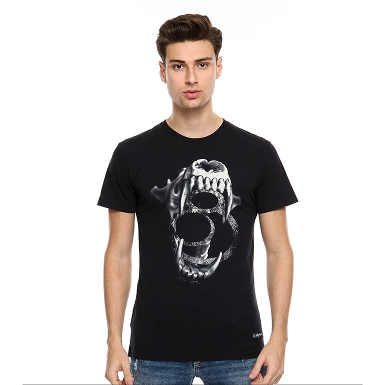 Juice Ematic Kaos Lengan Pendek Pria Hitam SKULL WOLF MTSS94104-BLK Planet Surf Kaos Pria Atasan Pri