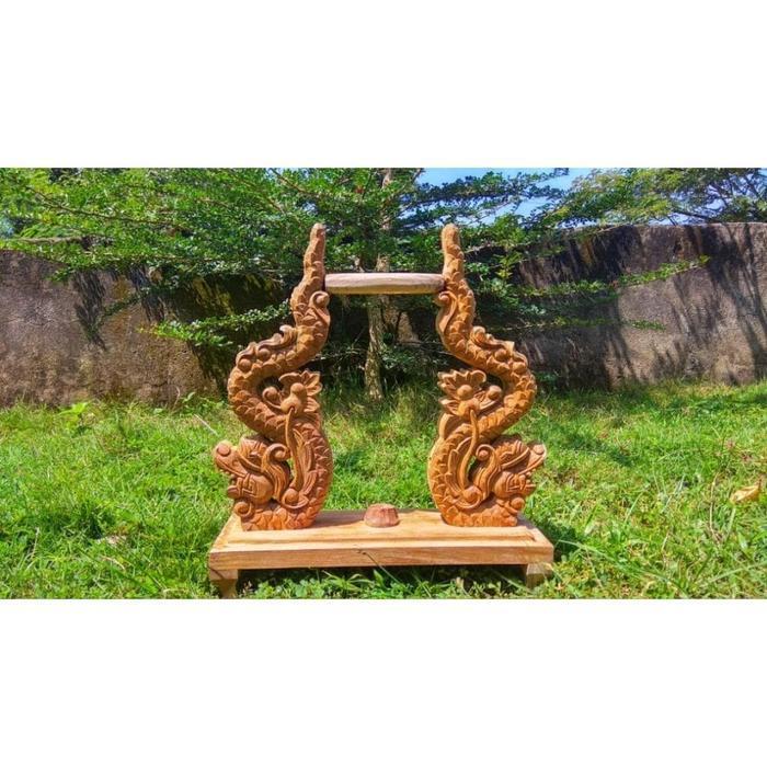 Jagrak Pusaka Isi 1 Ukiran Naga Keraton Kembar Mentahan Kayu Jati Asli