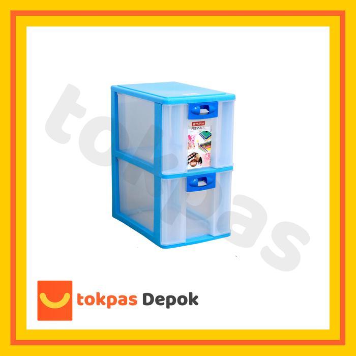 Lion Star - Pressa Container XL 2 Plastik  PR 22 Laci Penyimpanan CD Susun 2 Biru Hijau Pink tempat 
