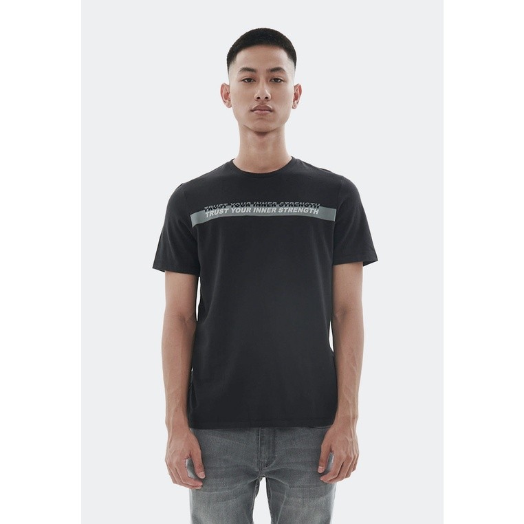 MANZONE Kaos pria lengan pendek  MOTT -BLACK
