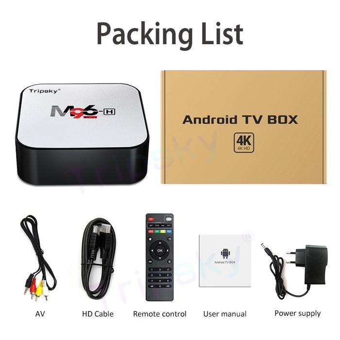 Tripsky STB Android TV Box M96-H, Set Top Box Dital Nirkabel Android 4GB+32GB ROM Mendukung WiFi Blu
