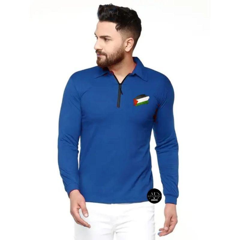 Baju kaos kerah zipper pria lengan panjang /COD/ Kaos distro cowok keginian kaos resleting pria