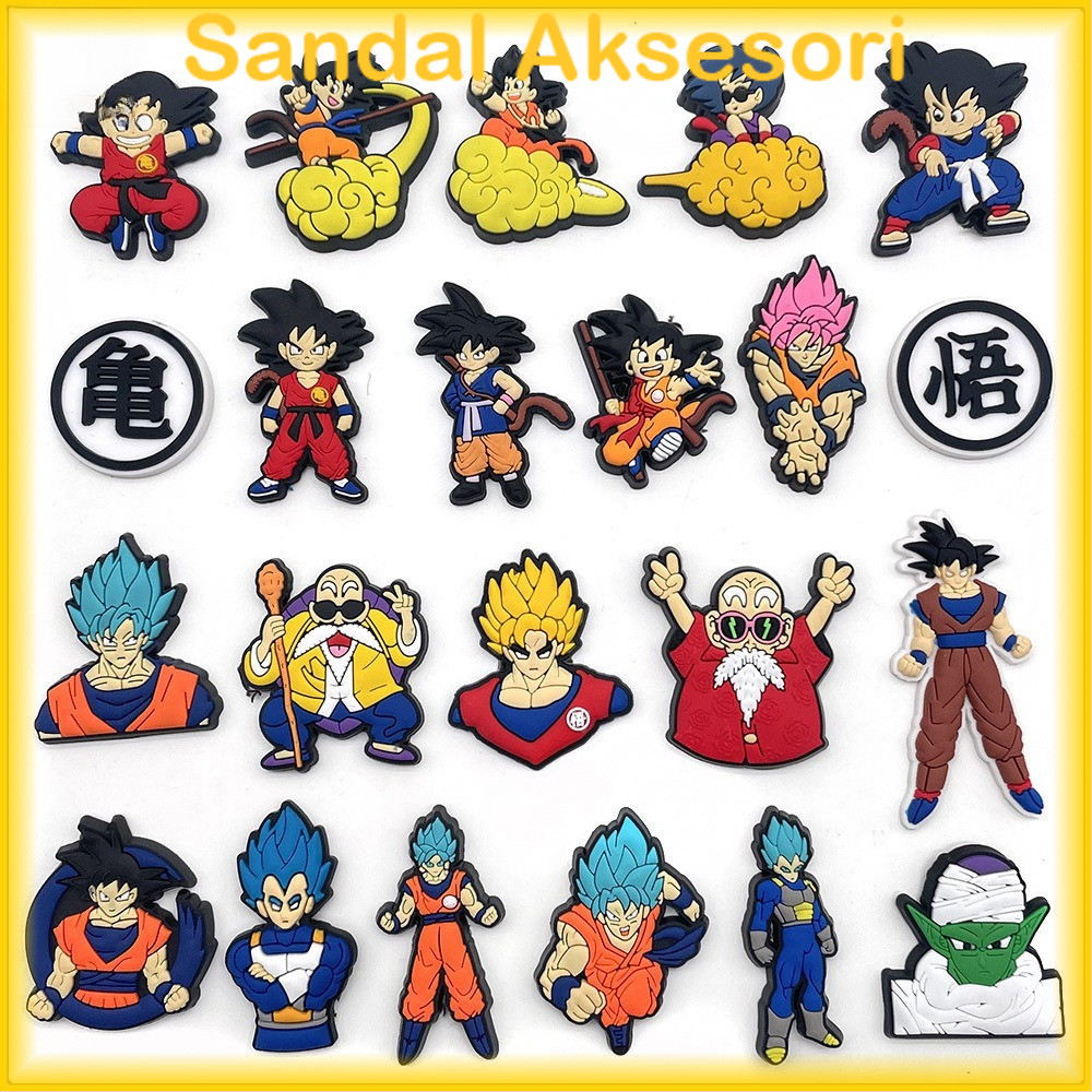 Hot Kartun anime Jepang shoe charms DIY naruto dragon ball sandal pin Pengait Cantolan Sepatu Tempel