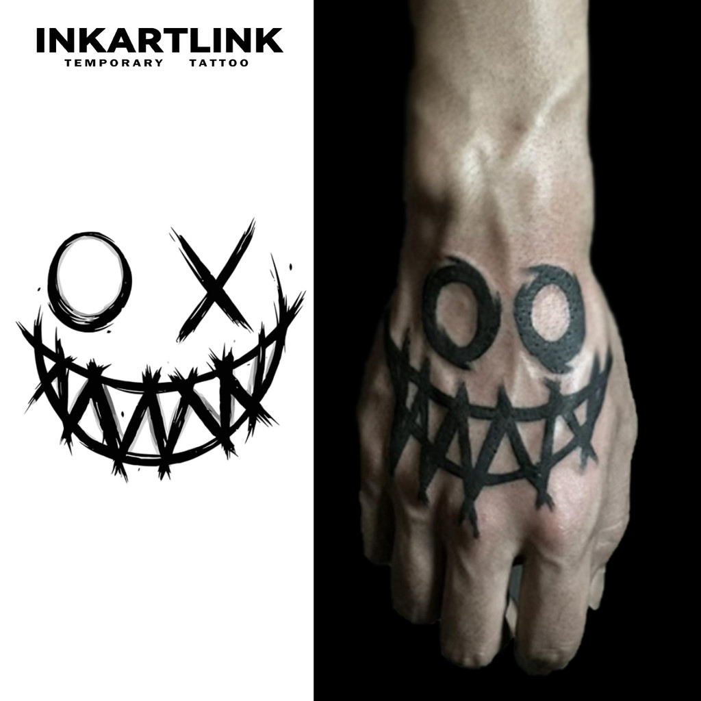 Smiley Face temporary tattoo sticker, waterproof magic tattoo, lasts to 15 days fake tattoo, semi pe